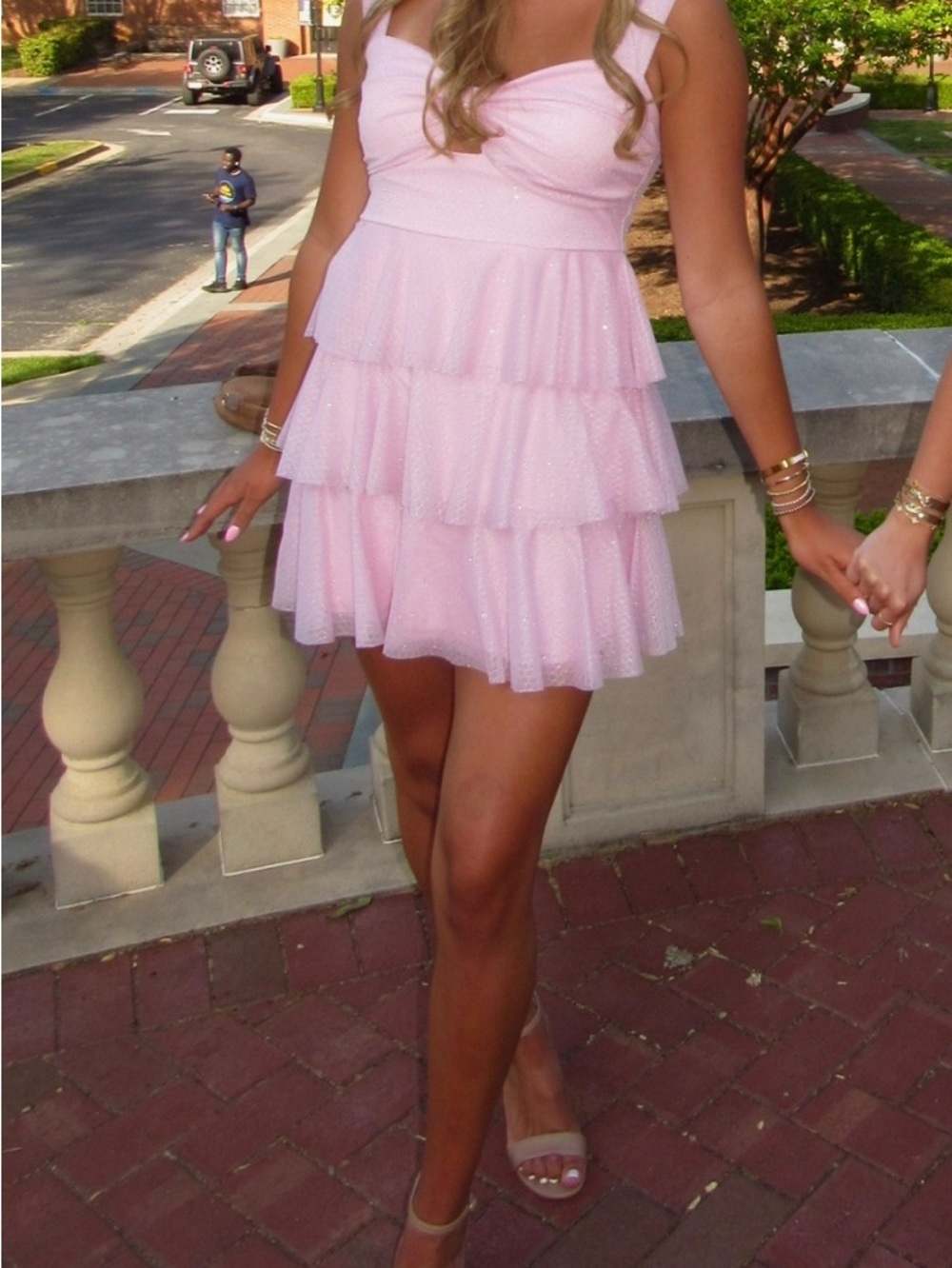 Like New Pink Sparkle Mini Dress - Women's Homecoming, Formal, or Awards Dress